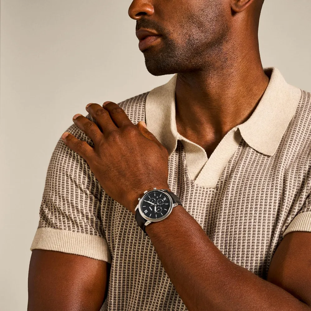 Fossil reloj cronógrafo Neutra de cuarzo para hombre | Negro/ Plateado