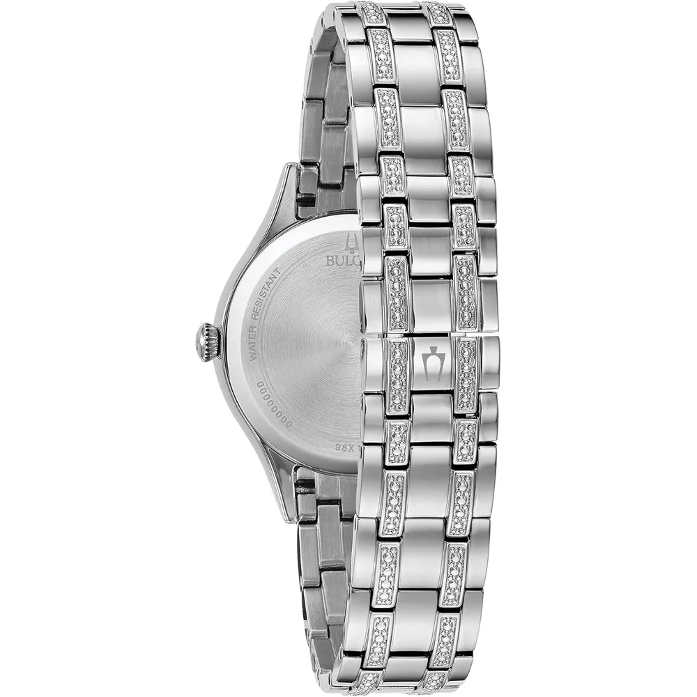 Bulova reloj clásico mujer cuarzo acero inoxidable cristales 3 agujas nácar | Plateado