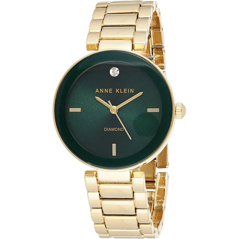 Anne Klein AK/1362GNRG reloj para dama con diamante genuino | 32 mm - Dorado/verde
