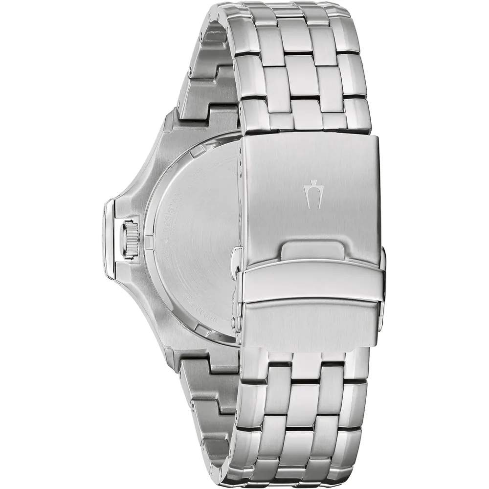 Bulova reloj clásico hombre acero inoxidable cuarzo 3 agujas calendario | Plateado/Azul