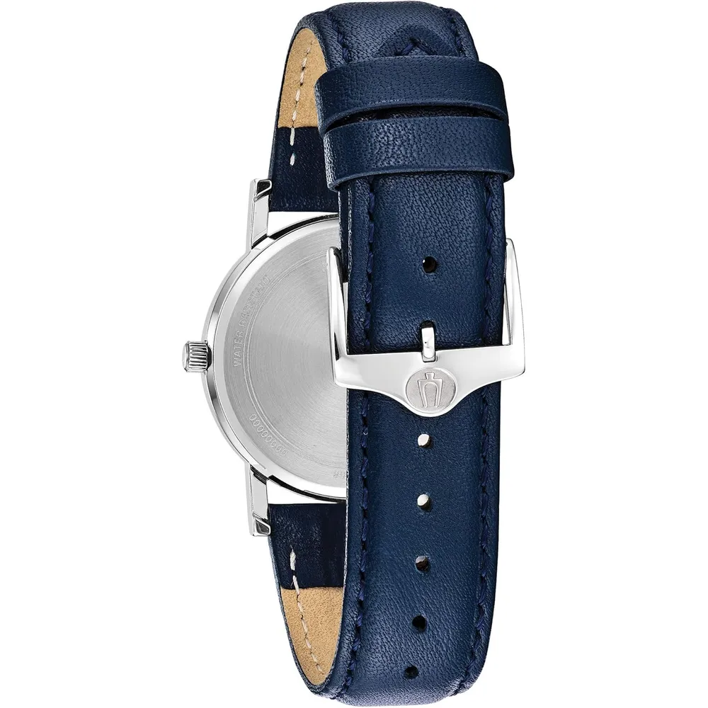 Bulova reloj clásico mujer cuarzo 3 agujas fecha correa piel delgado | Azul