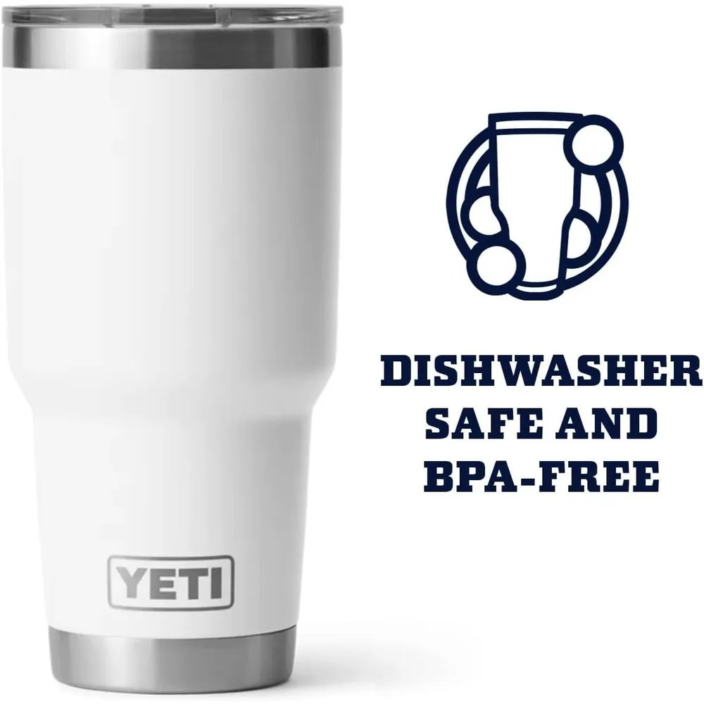 YETI Rambler Vaso de 30 oz de acero inoxidable y tapa MagSlider color blanco