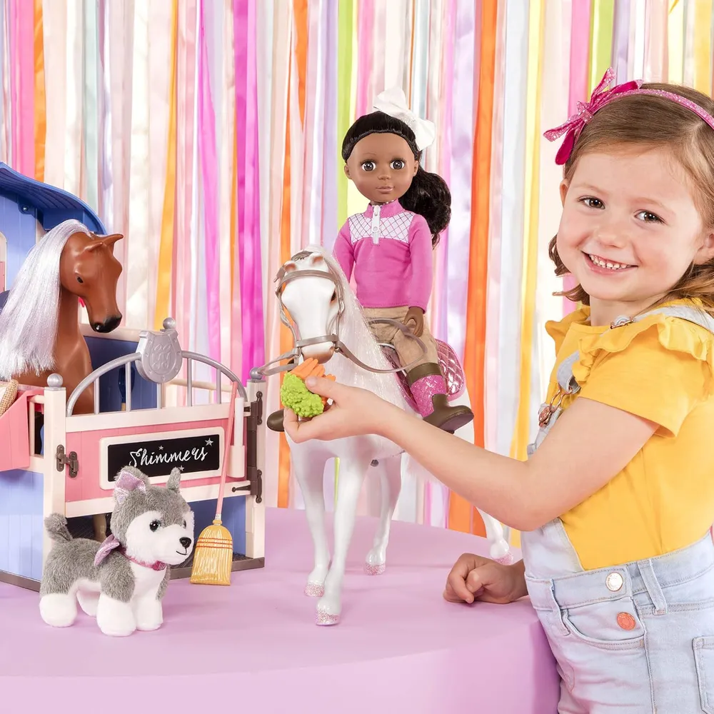SARINIA muñeca con purpurina 14"/35 cm con accesorios