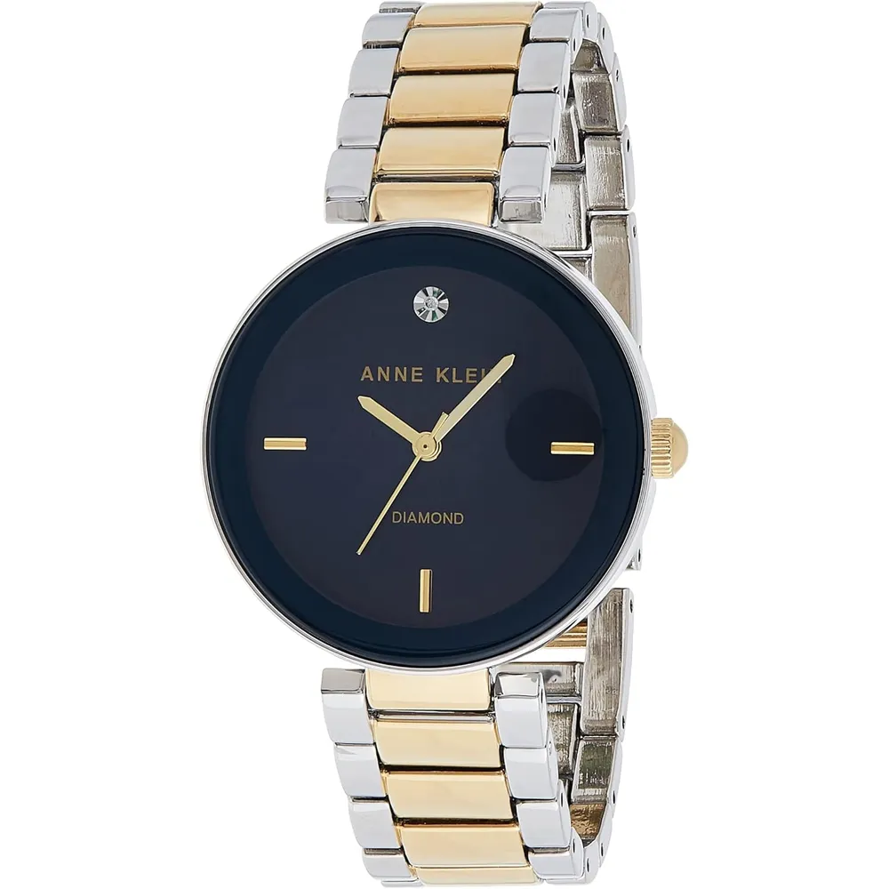 Anne Klein AK/1362GNRG reloj para dama con diamante genuino | 32 mm - Plateado/Dorado/azul marino