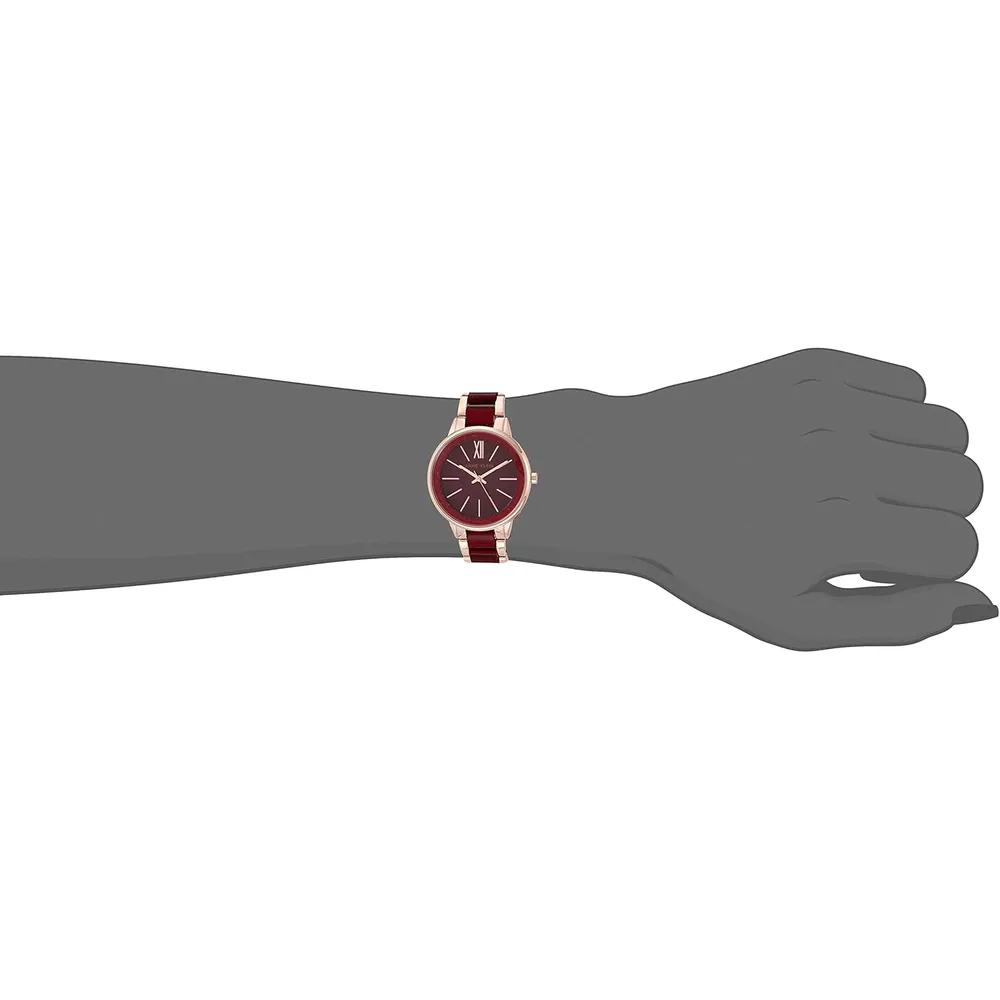Anne Klein AK/1413LBSV reloj para mujer con pulsera de resina | 37 mm - Borgoña/ dorado