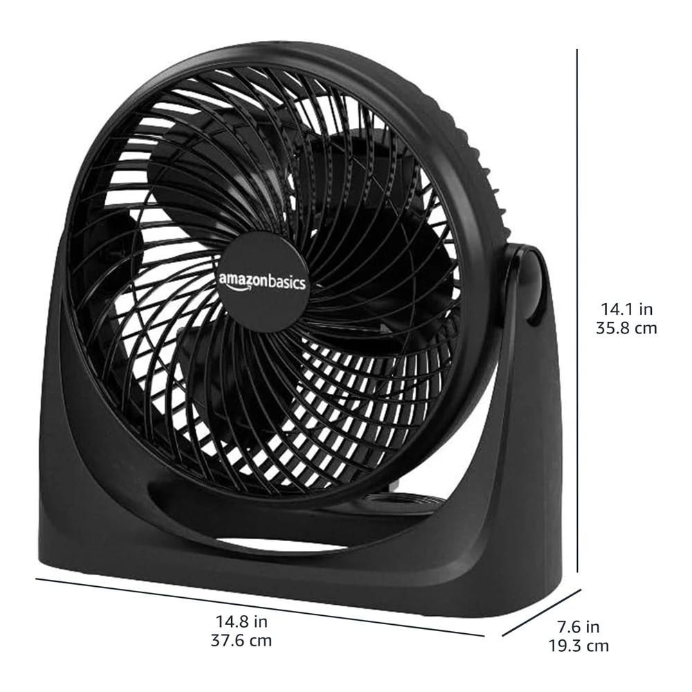 AMAZON BASICS VENTILADOR DE MESA 11" – CIRCULADOR SILENCIOSO DE 3 VELOCIDADES – NEGRO