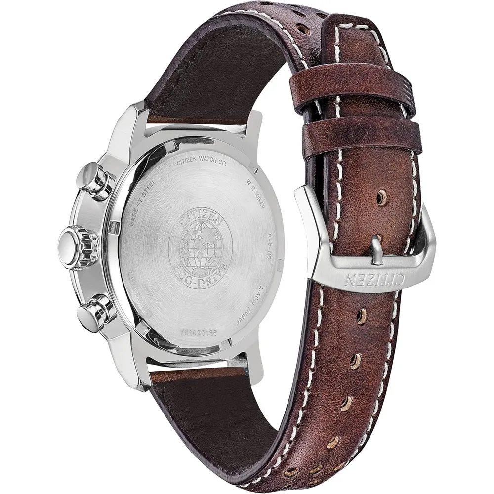 Citizen CA0850-59L reloj Brycen Eco-Drive cronógrafo para hombre en acero | 44 mm - Marrón/Azul
