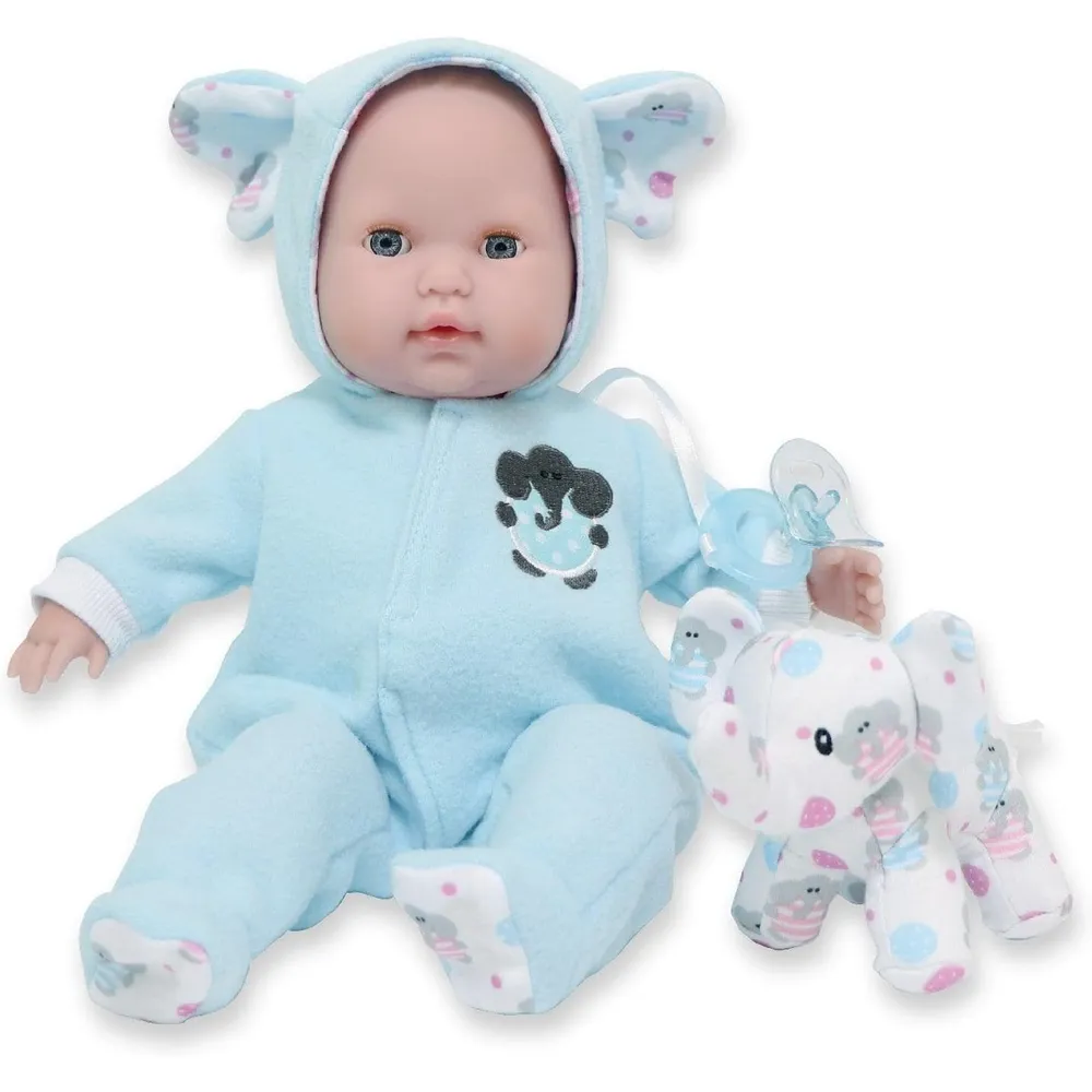 BERENGUER muñeca bebé 15"/38 cm con accesorios | Tema del elefante azul