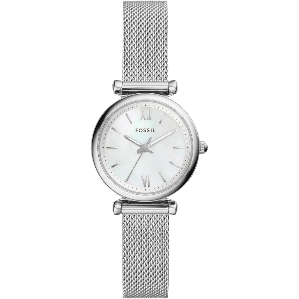 Fossil reloj de cuarzo Carlie para mujer, acero y tres agujas | Plateado