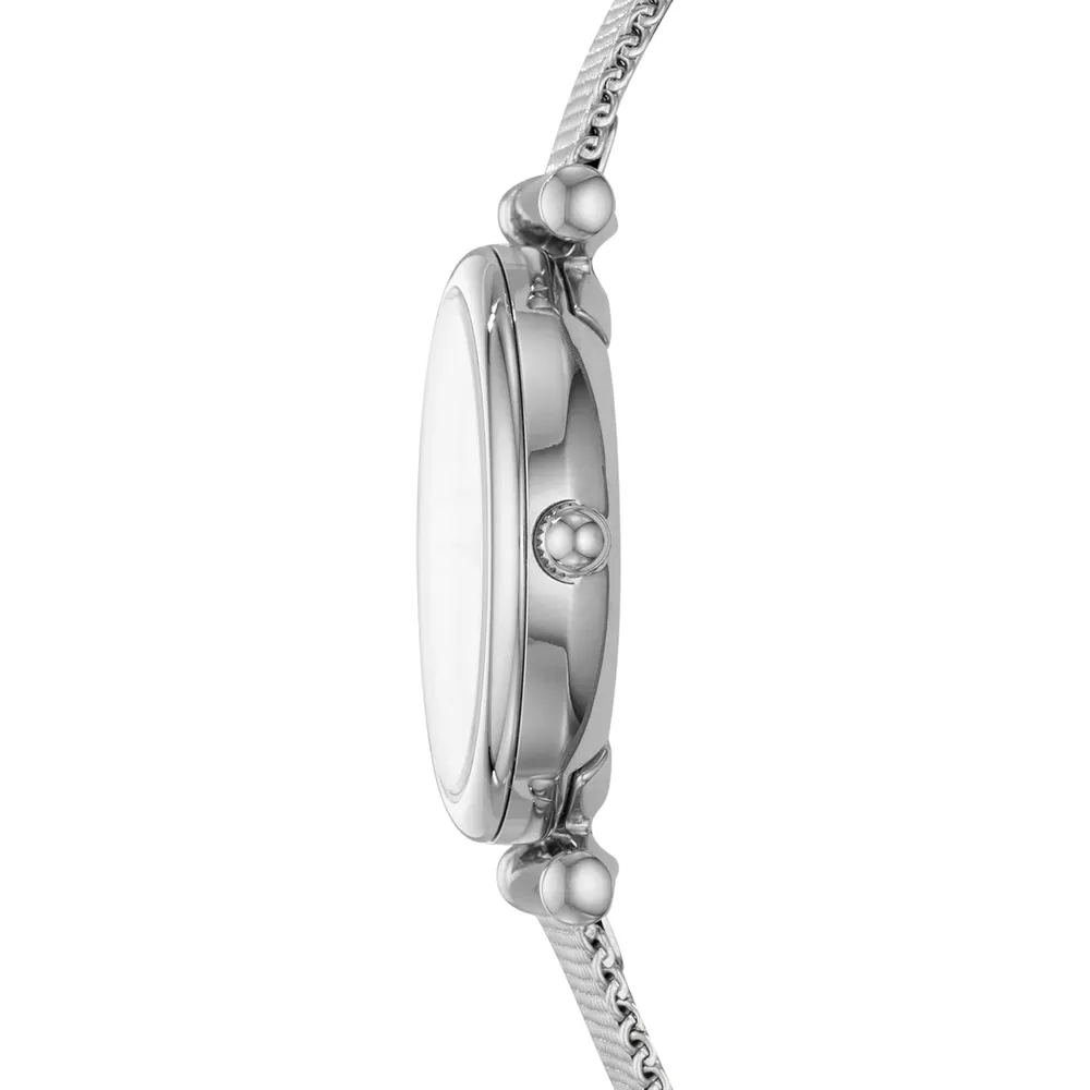 Fossil reloj de cuarzo Carlie para mujer, acero y tres agujas | Plateado