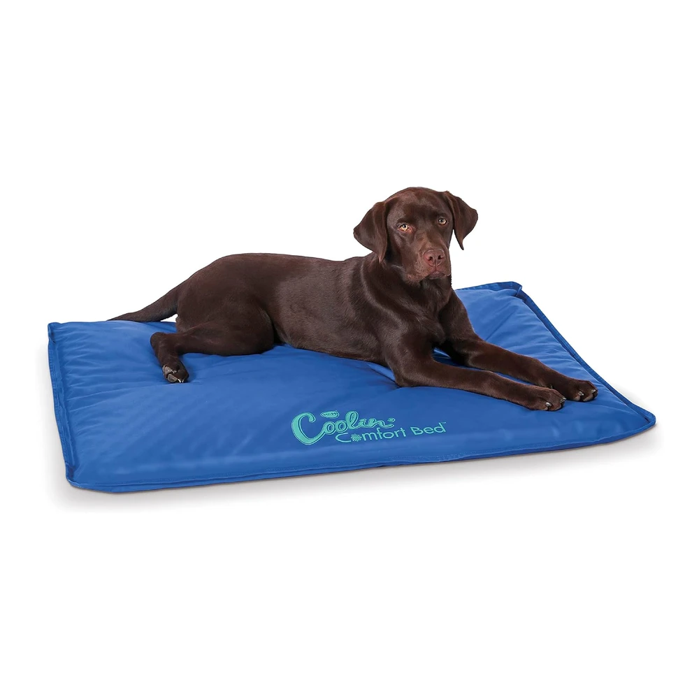 K&H Pet Products Coolin' Comfort Bed - Tapete Refrescante Ortopédico para Perros y Gatos - Cama Refrescante para Perros Grandes - Color Azul - Grande - 32 X 44"