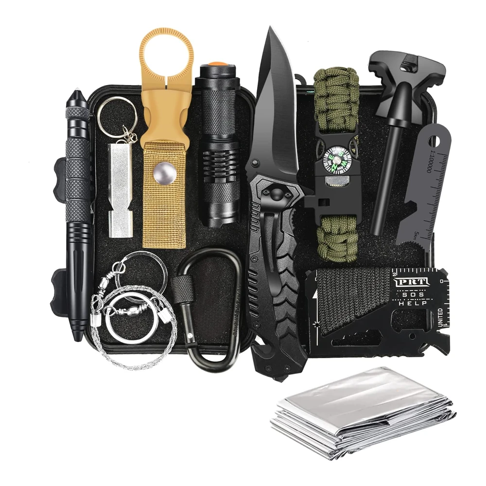 Gifts for  Men Husband Dad Christmas - Survival Kit - Emergency Survival Gear And Equipment 14 In 1 - Stocking Stuffers Birthday Gifts for  Him Boyfriend - Hunting Fishing Camping Accessories - Cool Gadget