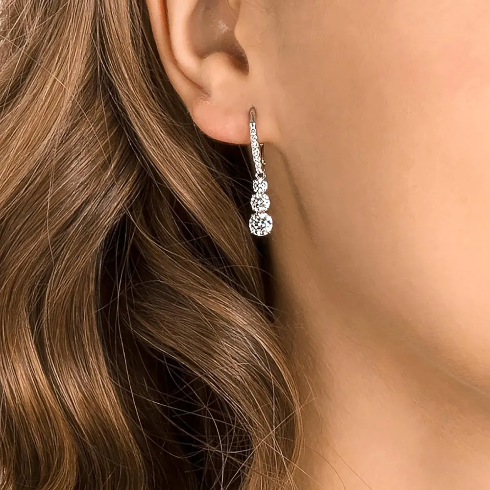 SWAROVSKI ARETES DROP TRILOGY STILLA ATTRACT ACABADO RODIO PARA MUJER | PLATEADO