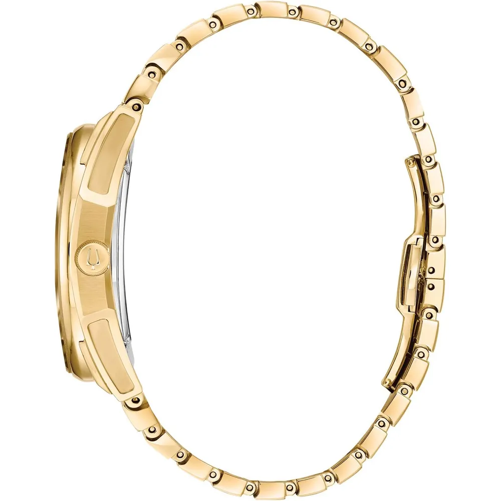 Bulova reloj Curv cuarzo mujer acero inoxidable brazalete con diamantes | Oro