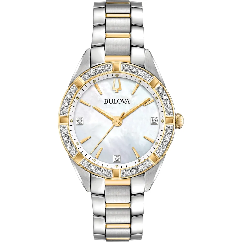 Bulova reloj Sutton clásico cuarzo mujer acero inoxidable brazalete blanca | Plateado