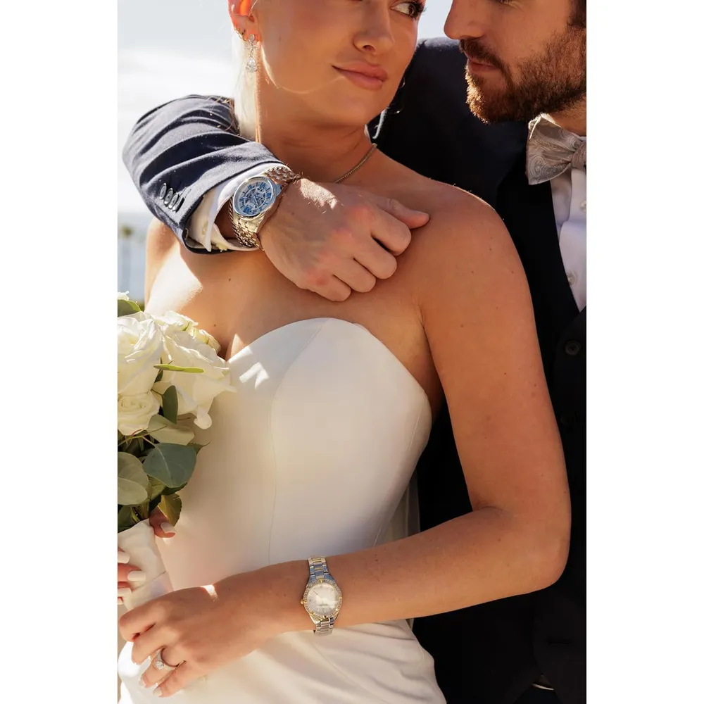 Bulova reloj Sutton clásico cuarzo mujer acero inoxidable brazalete blanca | Plateado