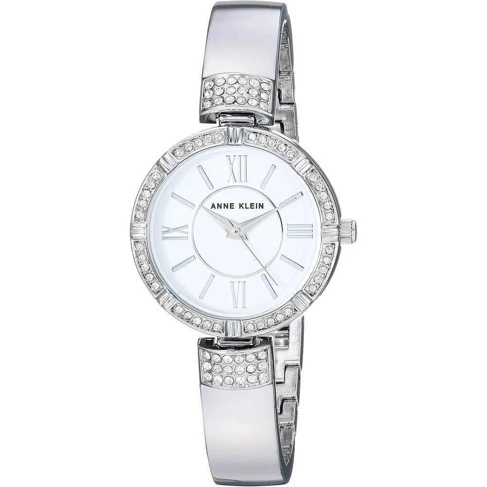Anne Klein AK/3295SVST set para mujer: reloj con cristales y pulseras | 28 mm - Plateado