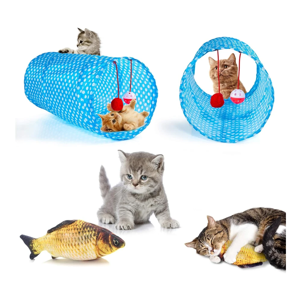 b07fy82ypp_1.webp Ailuki 31 Piezas de Juguetes para Gatos Surtidos Incluye Túnel de 2 Vías Teaser de Plumas de Gato Pez Hierba Gatera Entre Otras | Multicolor