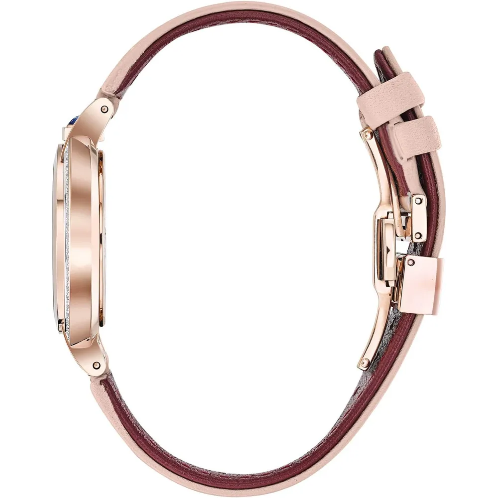 Bulova reloj Rubaiyat cuarzo mujer acero inoxidable correa piel diamantes | Oro Rosa