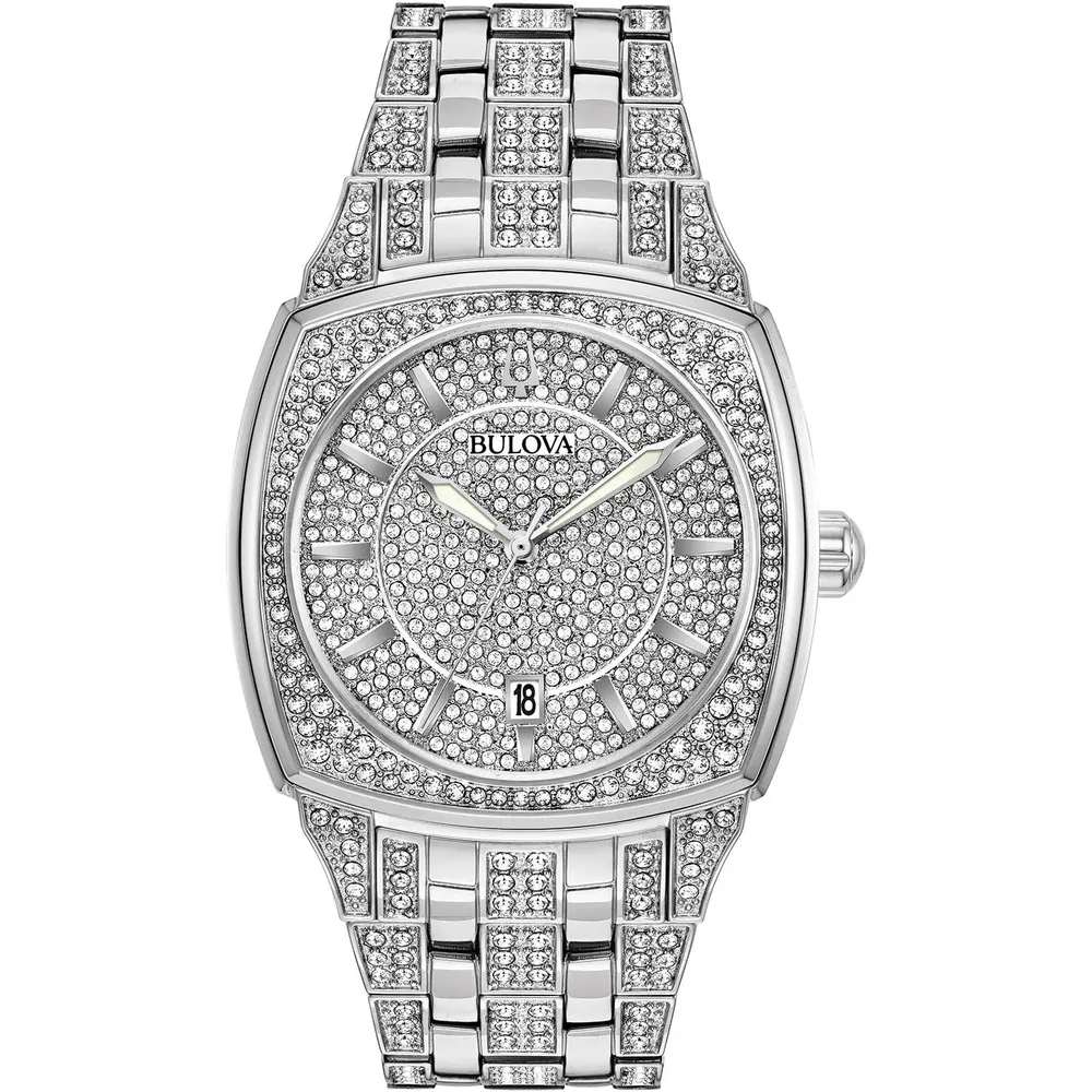 Bulova reloj Crystal Phantom hombre cuarzo 3 agujas fecha | Plata