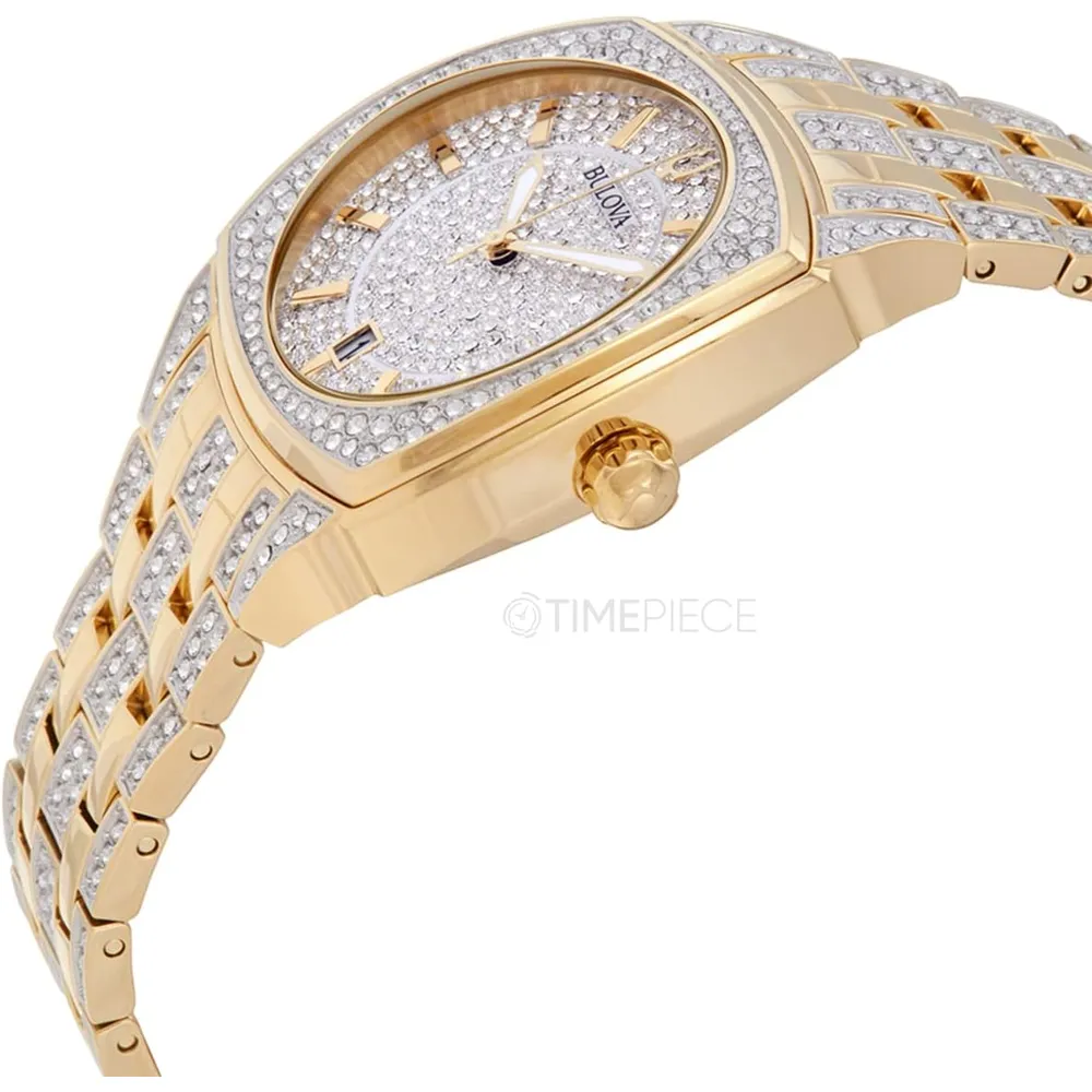 Bulova reloj Crystal Phantom hombre cuarzo 3 agujas fecha | Oro/Plata