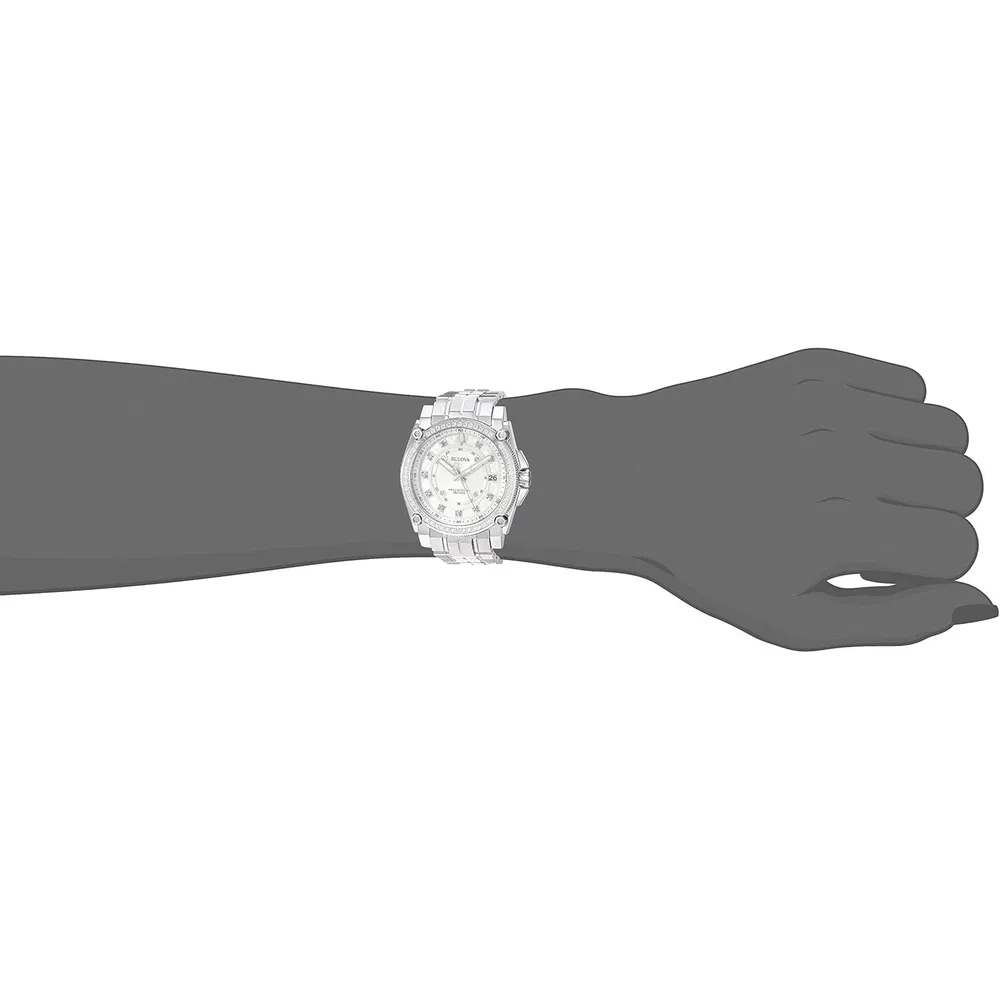 Bulova reloj Icon hombre cronógrafo cuarzo alta precisión diamantes | Plateado
