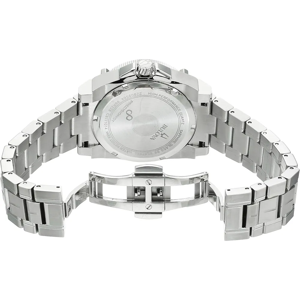 Bulova reloj Icon hombre cronógrafo cuarzo alta precisión diamantes | Plateado