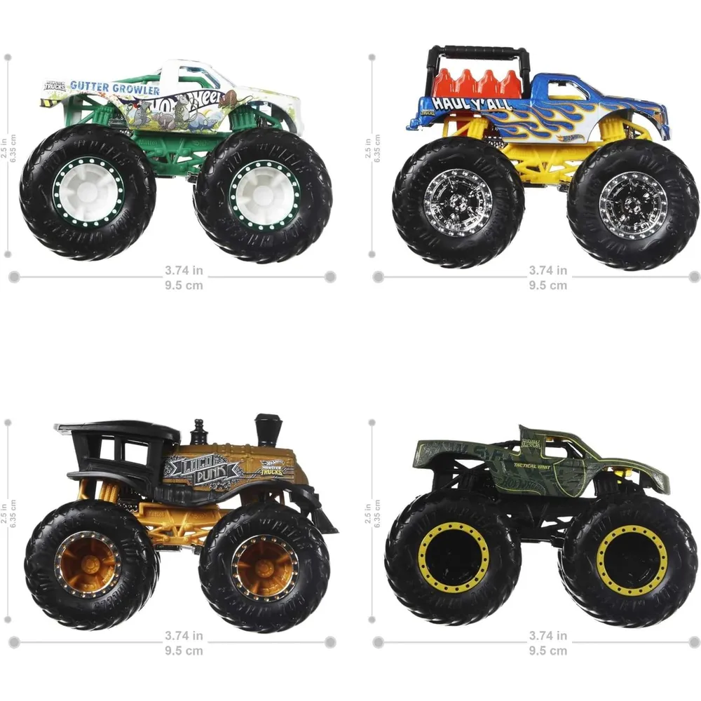 HOT WHEELS MONSTER TRUCKS SET 4 PZS (ESTILOS DIVERSOS)