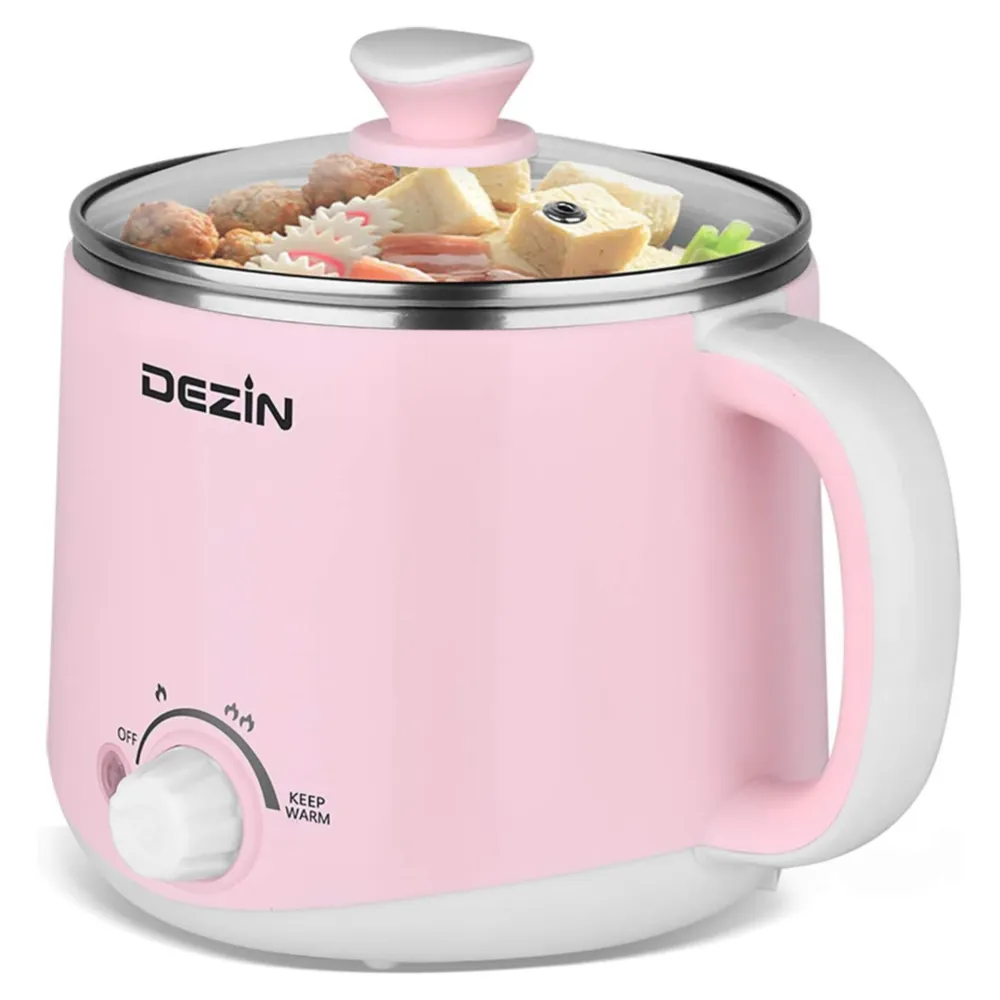 DEZIN OLLA ELÉCTRICA RÁPIDA ACERO INOXIDABLE DE 1.6L ROSA
