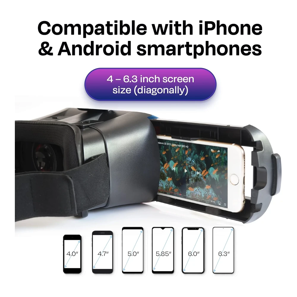 AUDÍFONOS DE REALIDAD VIRTUAL BNEXT PARA TELÉFONOS CELULARES CON GAFAS 3D VR | AZUL