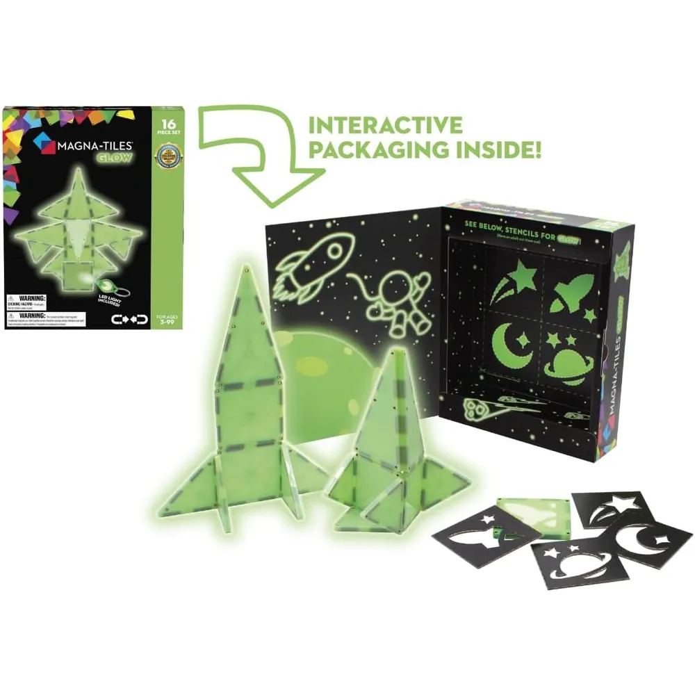 MAGNA-TILES - Glow 16-piezas set de construcción magnético