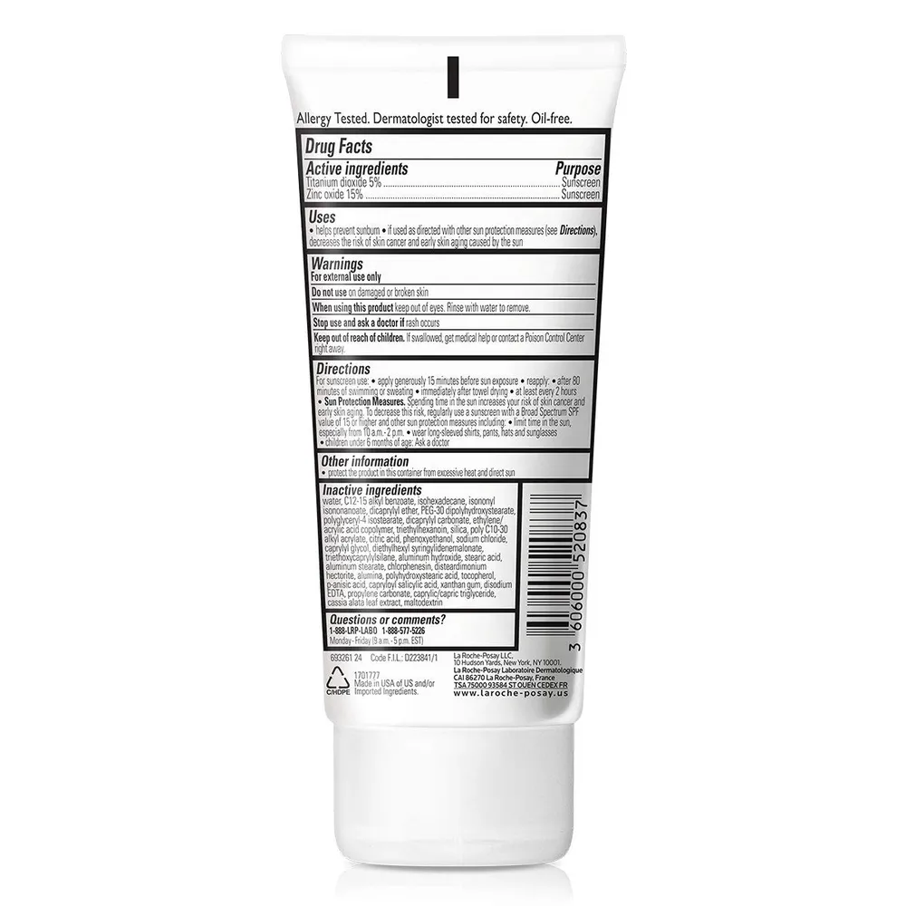 PROTECTOR SOLAR MINERAL SPF 50 ROSTRO Y CUERPO ANTHELIOS LA ROCHE-POSAY 3 OZ / 90 ML