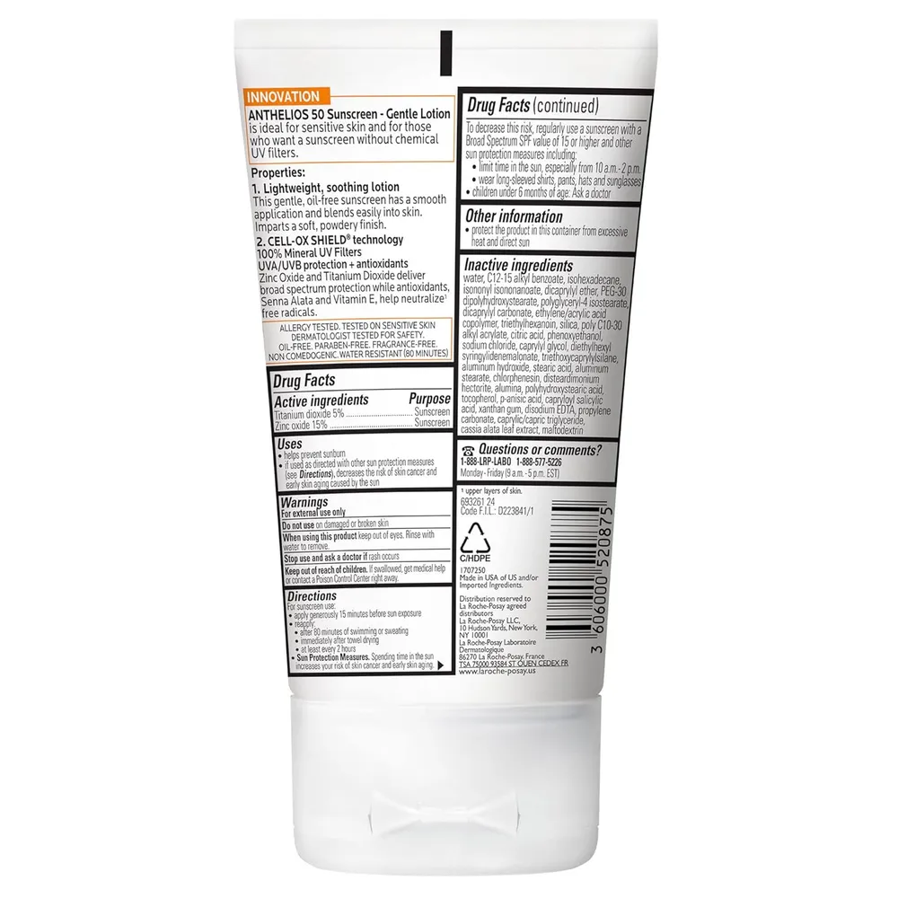 PROTECTOR SOLAR MINERAL SPF 50 ROSTRO Y CUERPO ANTHELIOS LA ROCHE-POSAY 4 OZ / 120 ML