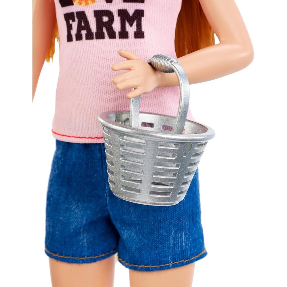 BARBIE MUÑECA GRANJERA CON GALLINERO Y ANIMALES PELIRROJA