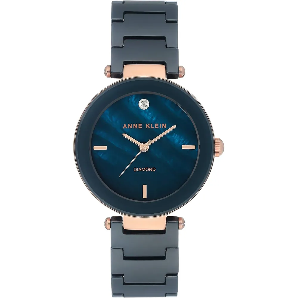 Anne Klein AK/1018RGRD reloj para mujer de cerámica | 30 mm - Azul marino/Rosa dorado
