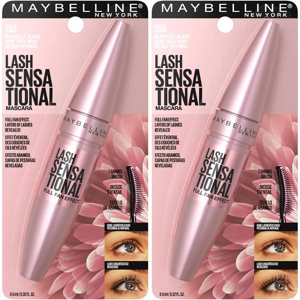 PACK 2 MÁSCARA DE PESTAÑAS LASH SENSATIONAL MAYBELLINE | BLACKEST BLACK