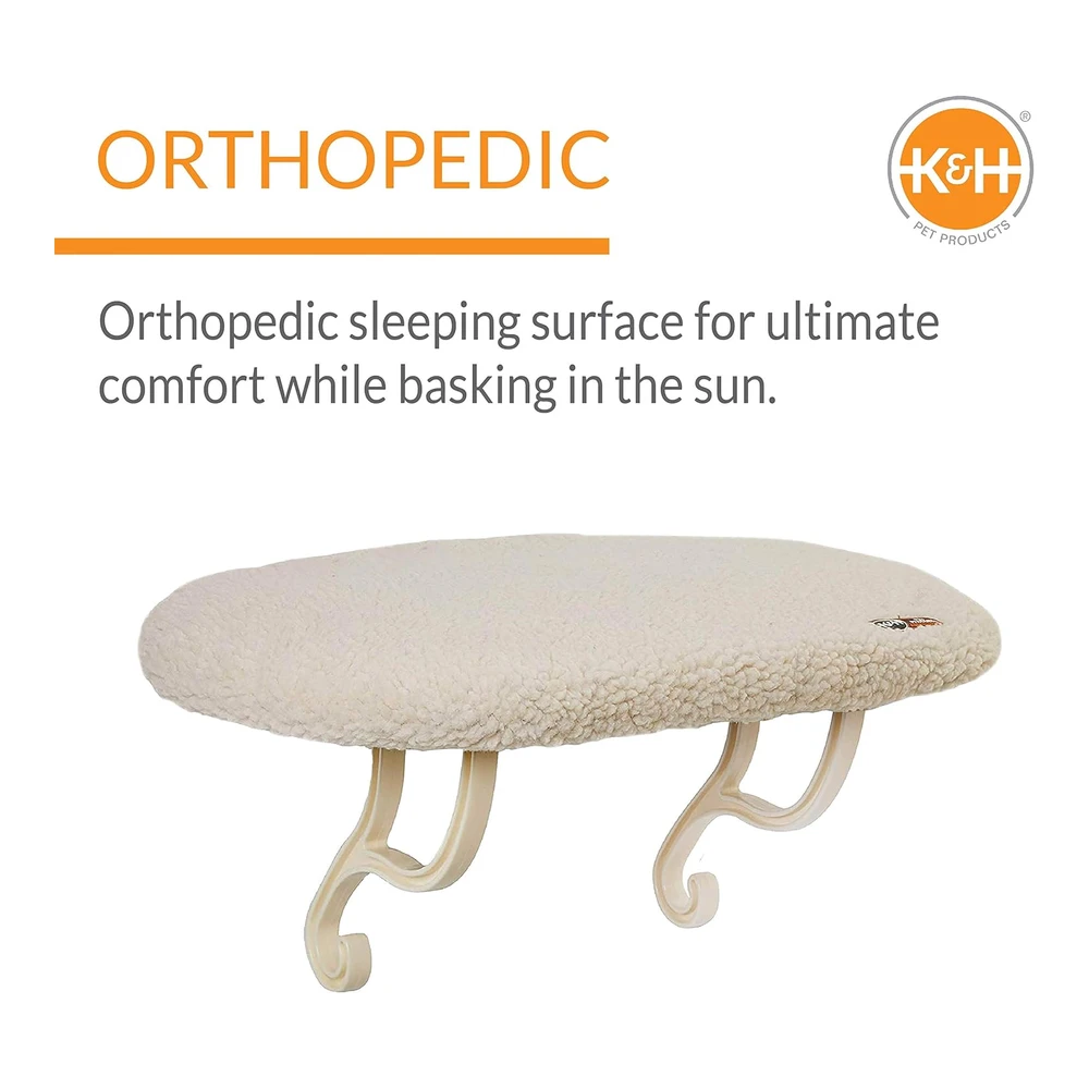 Kyh Pet Products Kitty Sill Window Sill Cat Perch Cat Window Perch con Cubierta Lavable - Forro Polar Sin Calefacción | Blanco