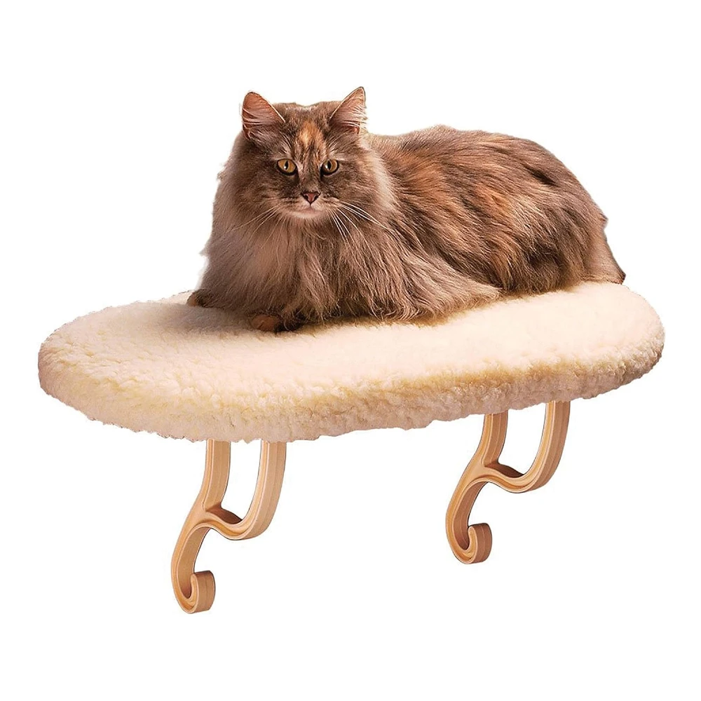 Kyh Pet Products Kitty Sill Window Sill Cat Perch Cat Window Perch con Cubierta Lavable - Forro Polar Sin Calefacción | Blanco
