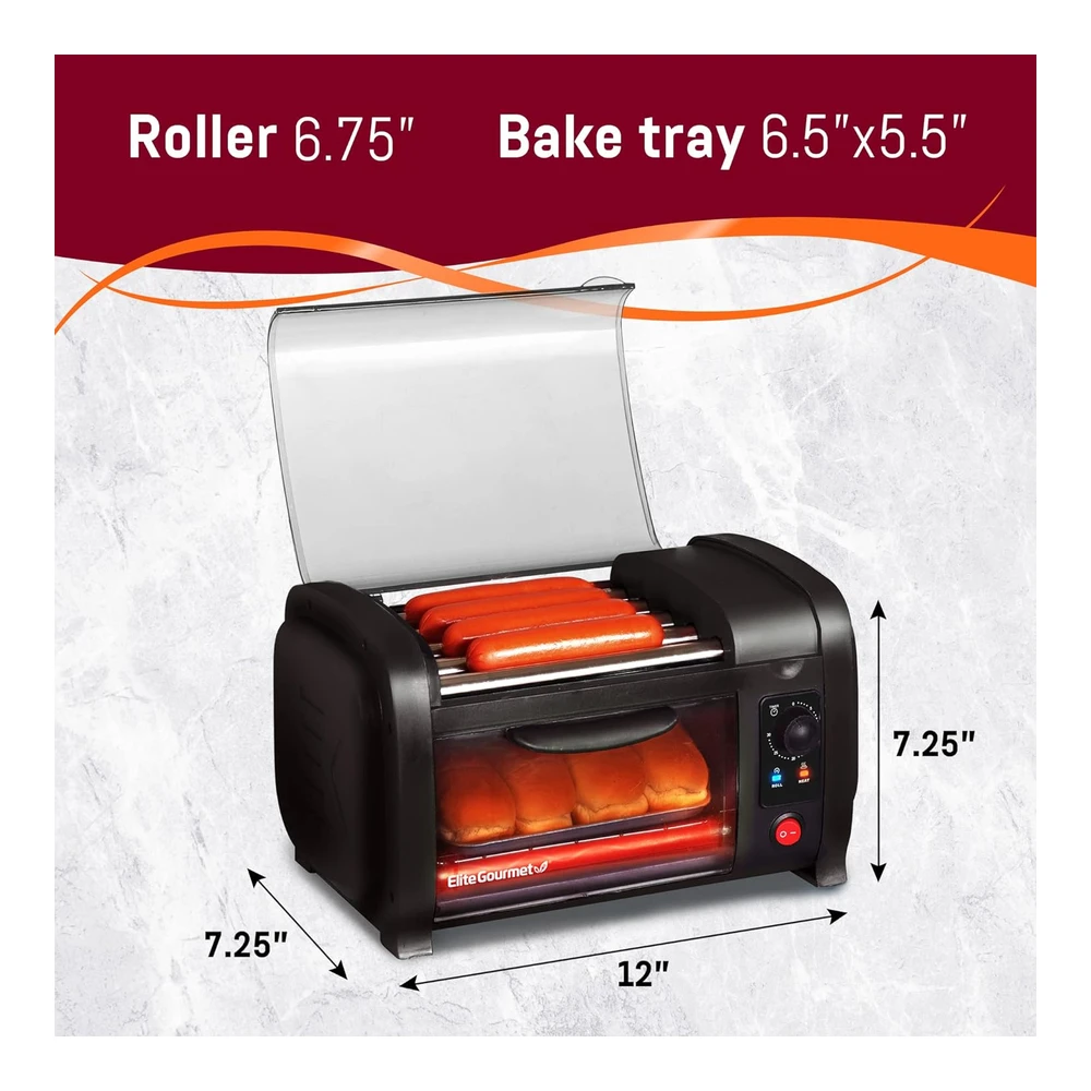 b07hywhkmx_4.webp ELITE CUISINE HORNO TOSTADOR PARA HOT DOGS – 4 BOLLOS, BANDEJA PARA MIGAS – NEGRO
