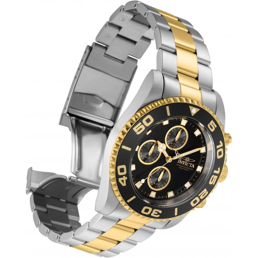 Reloj Invicta Pro Diver para hombre acero inoxidable cronógrafo | Negro y Plateado