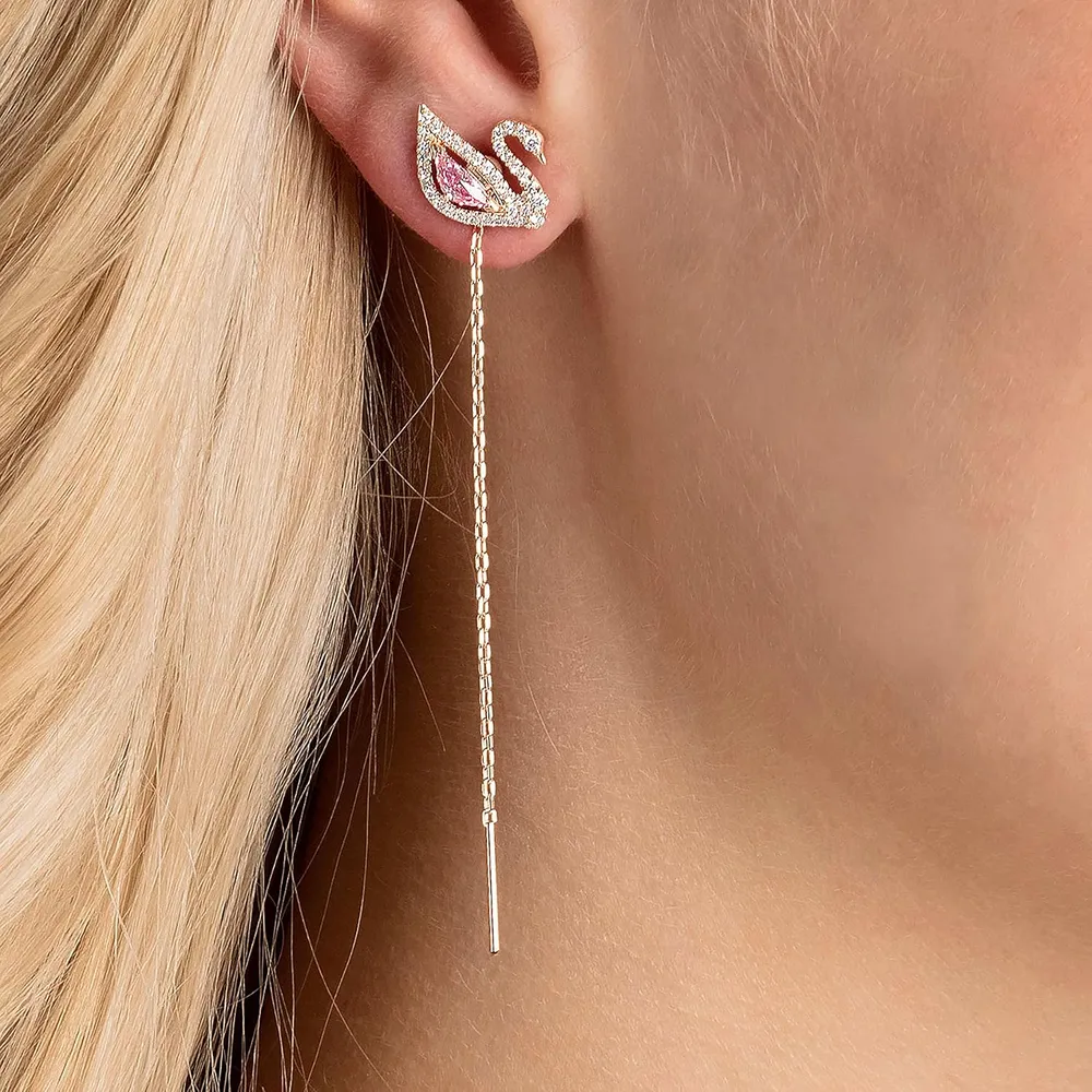SWAROVSKI ARETES SWAN ACABADO ORO ROSA PARA MUJER | ORO ROSA