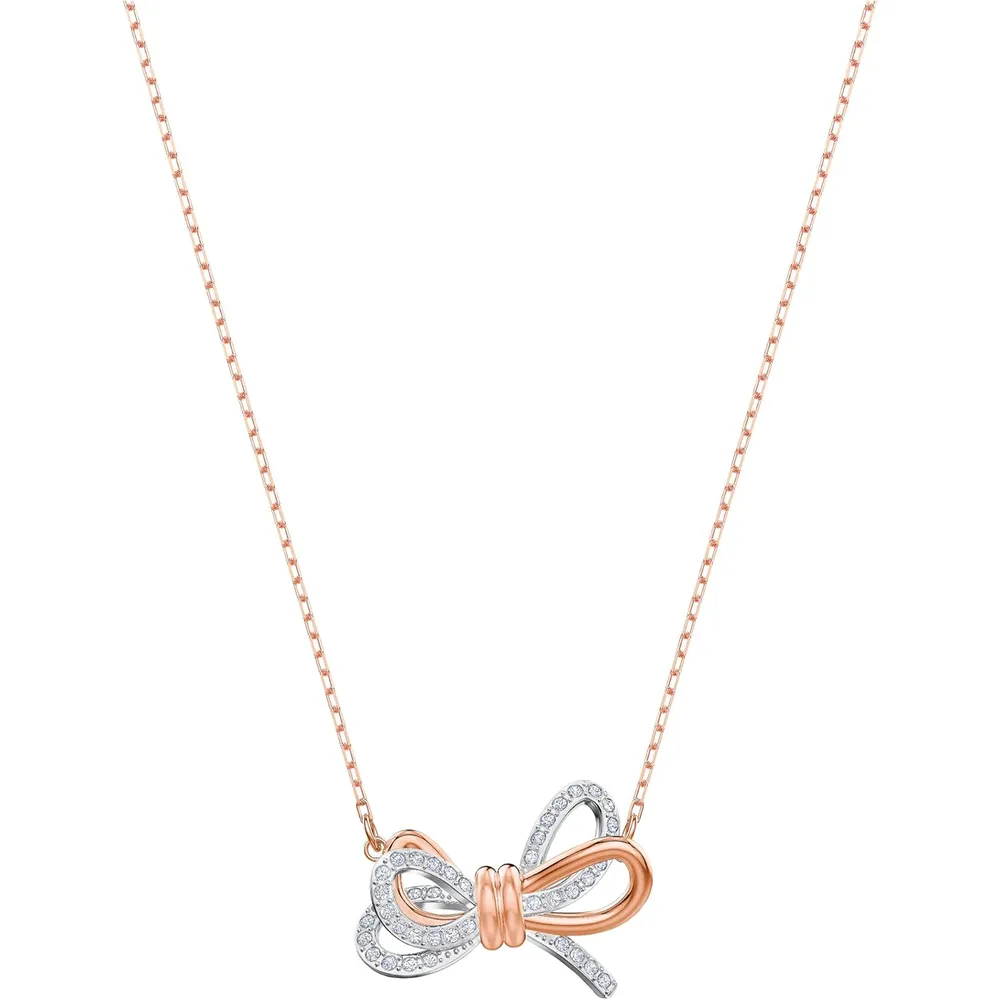 SWAROVSKI COLLAR CON PENDIENTE BOW LIFELONG ACABADO MIXTO ORO ROSA Y RODIO PARA MUJER | ORO ROSA / RODIO