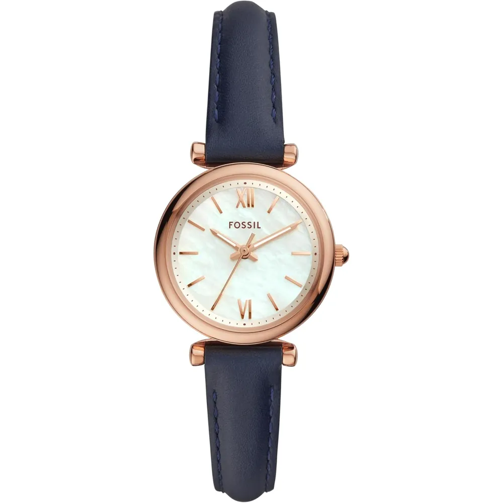 Fossil reloj de cuarzo Carlie para mujer, acero y tres agujas | Azul