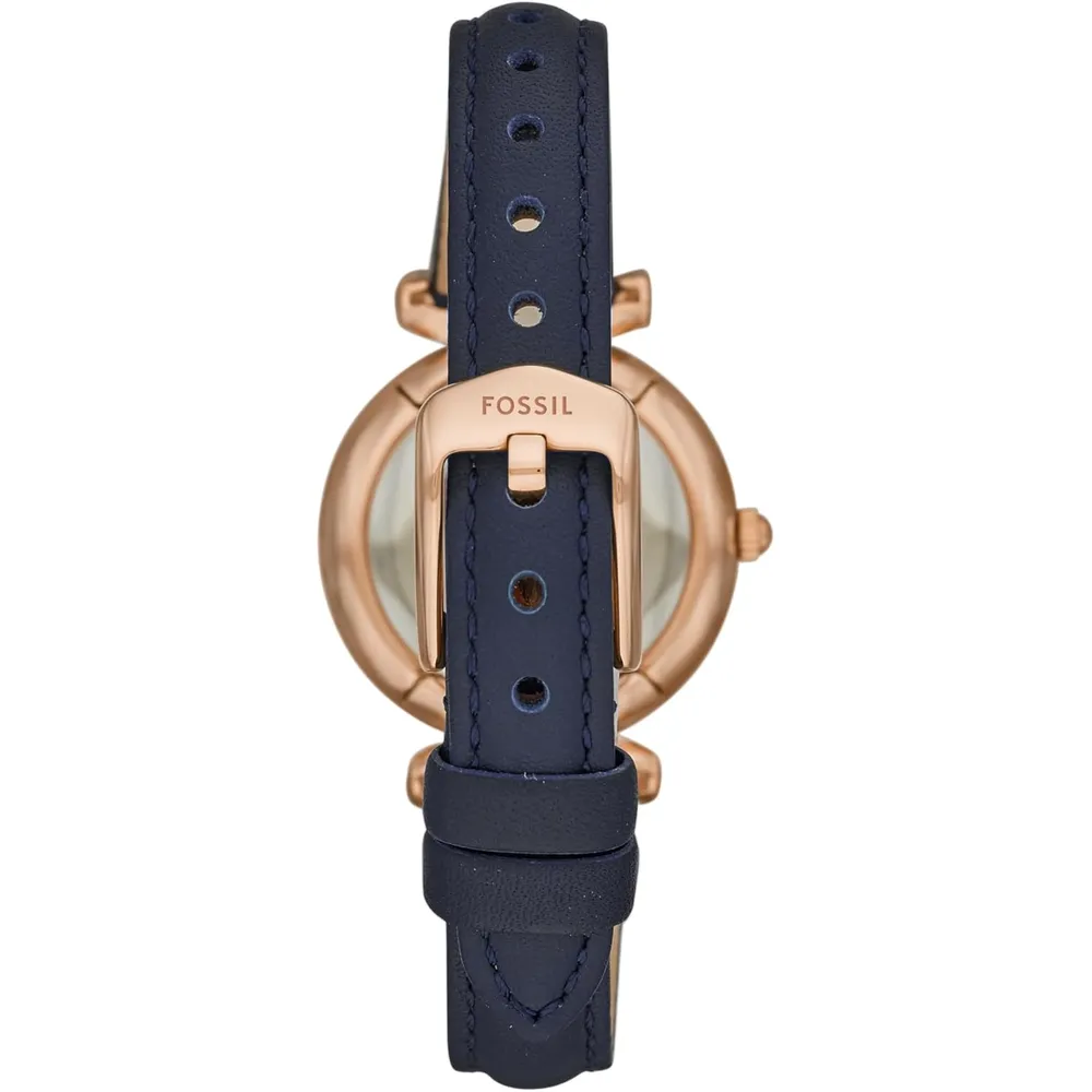 Fossil reloj de cuarzo Carlie para mujer, acero y tres agujas | Azul