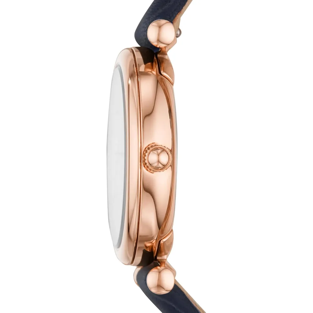 Fossil reloj de cuarzo Carlie para mujer, acero y tres agujas | Azul