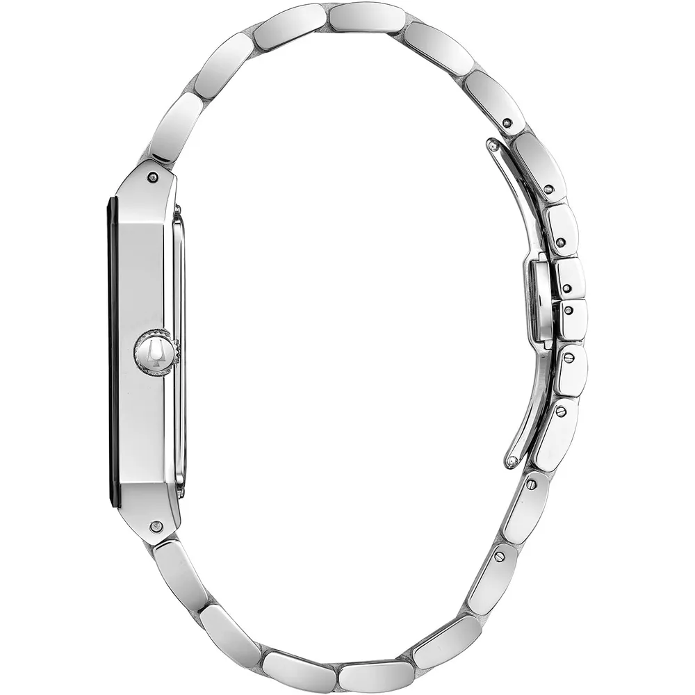 Bulova reloj Quadra moderno hombre cuarzo 3 agujas diamantes | Plata