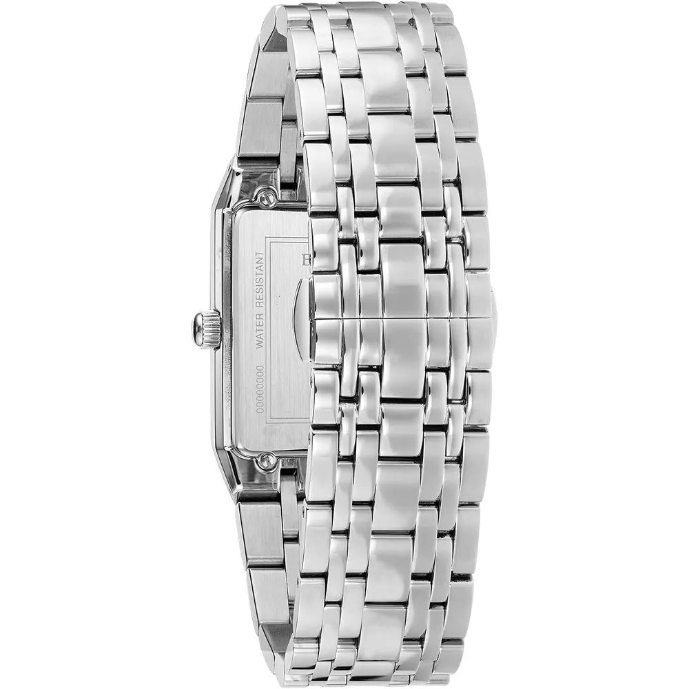 Bulova reloj Quadra moderno hombre cuarzo 3 agujas diamantes | Plata