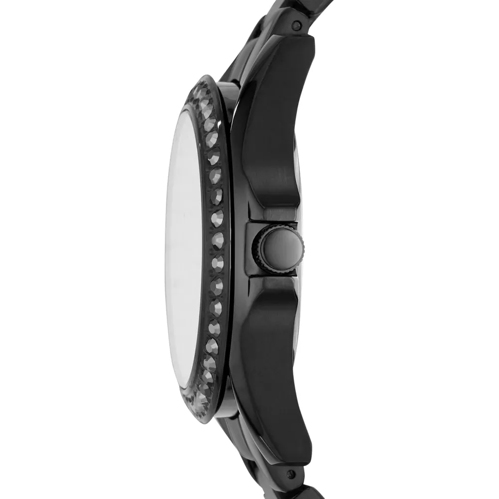 Fossil reloj multifunción Riley para mujer, acero inoxidable | Negro
