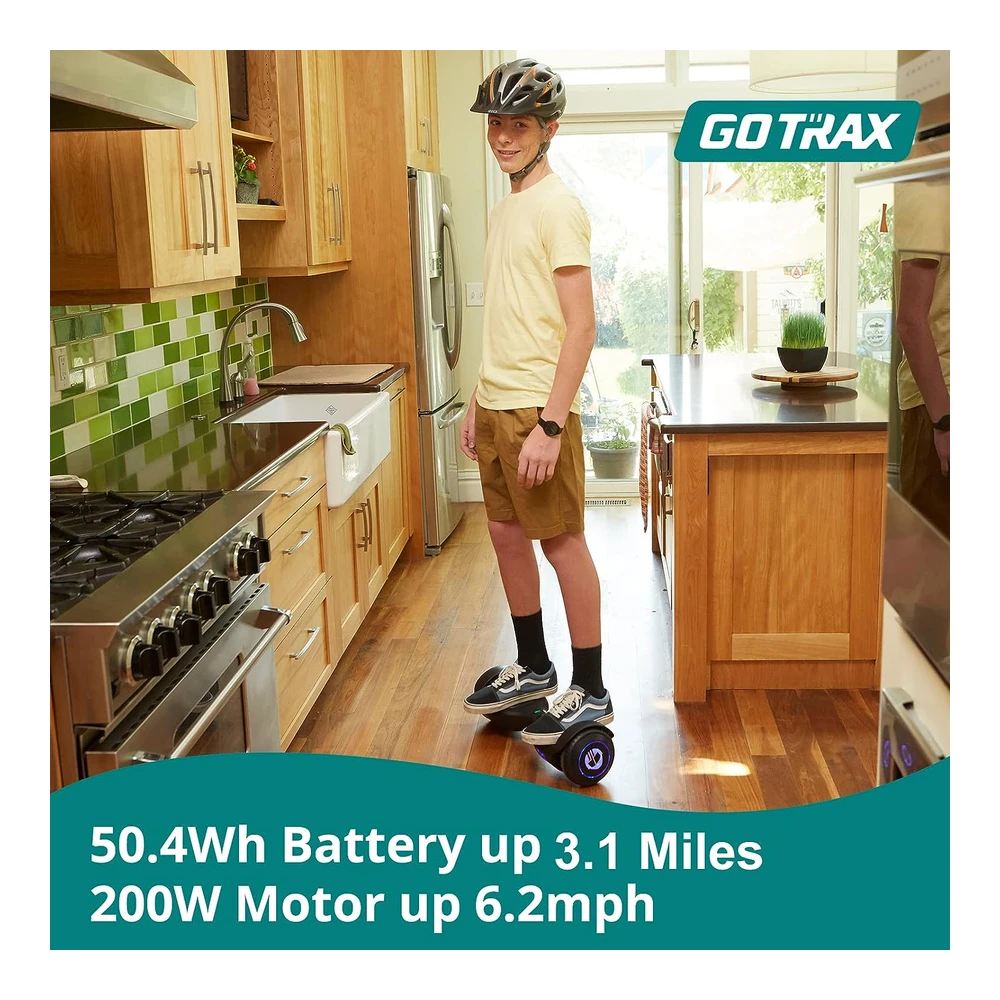 Gotrax Hoverboard con Ruedas Led de 6.5' y Faro - 6.2 Mph Superior y Motor Dual de 200 W - Certificado Ul2272 y Batería de 50.4 Wh