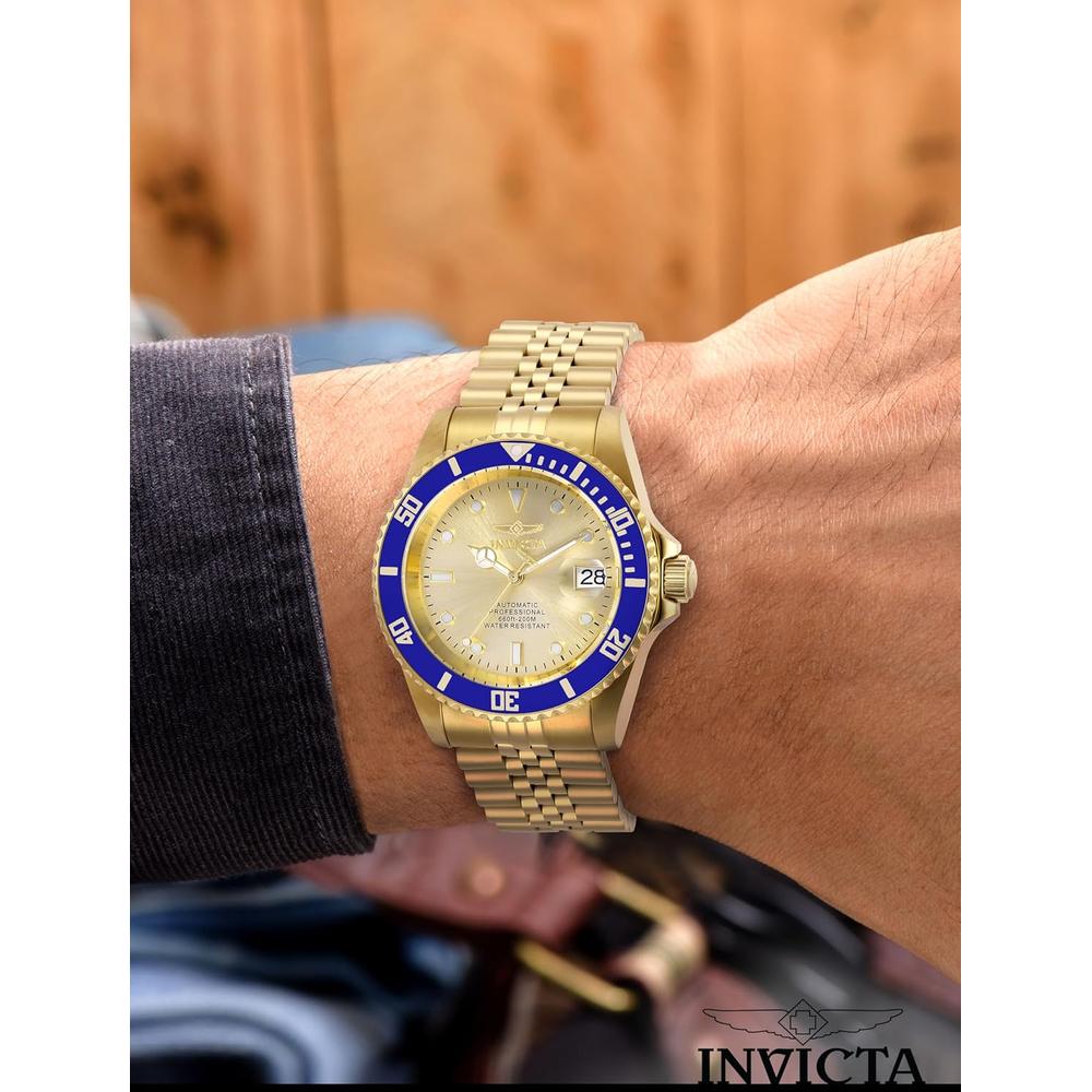 Reloj Invicta Pro Diver para hombre estilo buzo cristal mineral | Oro y Azul